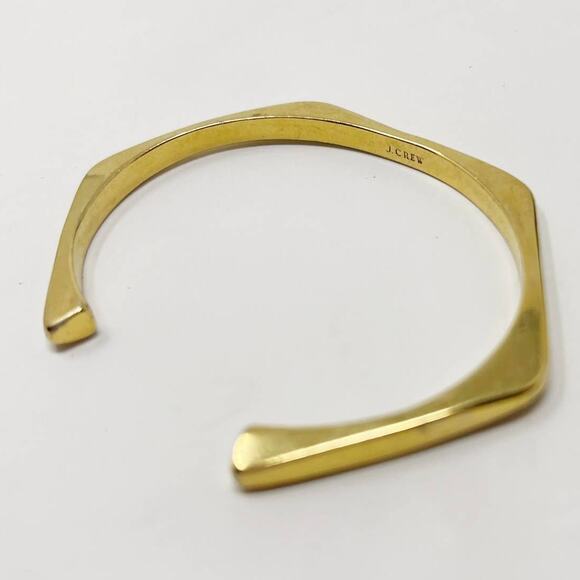J Crew Gold Tone Bangle Cuff Bracelet Minimalist Stacking Geometric Fashion - Picture 3 of 3
